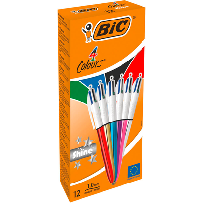 Artikelbild 13 für BIC 4-Farben-Kugelschreiber 4 Colours Shine farbsortiert, Schreibfarbe: blau, schwarz, rot, grün, 12 St., Artikelnummer 314413