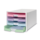 Artikelbild 1 für HAN Schubladenbox IMPULS rosa, lila, blau, grün 1013-129, DIN A4 mit 4 Schubladen, Artikelnummer 372229