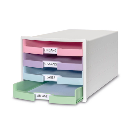 Artikelbild 3 für HAN Schubladenbox IMPULS rosa, lila, blau, grün 1013-129, DIN A4 mit 4 Schubladen, Artikelnummer 372229