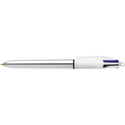 Artikelbild 2 für BIC 4-Farben-Kugelschreiber 4 Colours Shine metallic-silber, Schreibfarbe: blau, schwarz, rot, grün, 1 St., Artikelnummer 314282