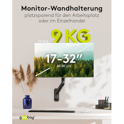 Artikelbild 8 für goobay Monitor-Halterung 70820 schwarz für 1 Monitor , Wandhalterung, Artikelnummer 656078