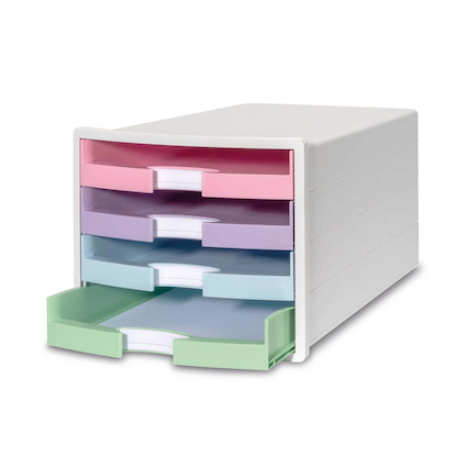 Artikelbild 2 für HAN Schubladenbox IMPULS rosa, lila, blau, grün 1013-129, DIN A4 mit 4 Schubladen, Artikelnummer 372229