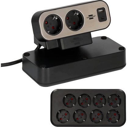 Artikelbild für brennenstuhl estilo Duplex USB 10-fach Tischsteckdose 2,0 cm schwarz, Artikelnummer 482552