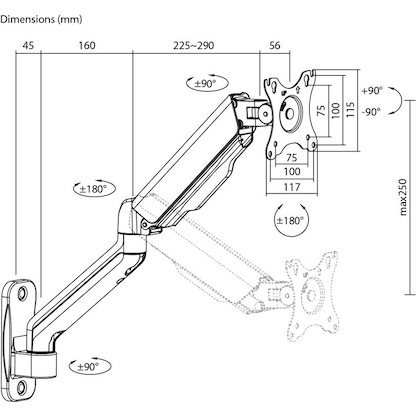 Artikelbild 3 für goobay Monitor-Halterung 70820 schwarz für 1 Monitor , Wandhalterung, Artikelnummer 656078