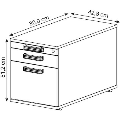Artikelbild 2 für HAMMERBACHER TC20 Rollcontainer ahorn 3 Auszüge 42,8 x 80,0 x 51,2 cm, Artikelnummer 860294