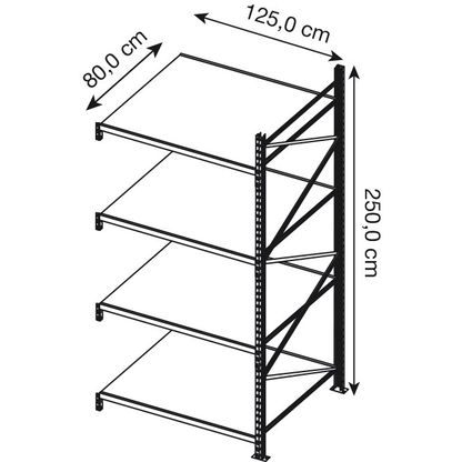 Artikelbild 2 für Manorga Anbau-Schwerlastregal EPSIVOL ARZ2512804SAOM014 lichtgrau, graphitgrau 125,0 x 80,0 x 250,0 cm, Artikelnummer 884657