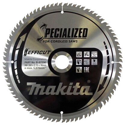 Artikelbild 5 für makita B-67290 EFFICUT Kreissägeblatt 260,0 mm, 80 Zähne, Artikelnummer 286486