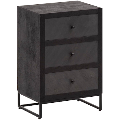 Artikelbild 1 für WOHNLING Nachttisch Massivholz schwarz 40,0 x 30,0 x 60,0 cm, Artikelnummer 314256