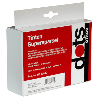 Artikelbild 2 für dots schwarz, cyan, magenta, gelb Druckerpatronen kompatibel zu brother LC-1100BK/C/M/Y, 4er-Set, Artikelnummer 330094