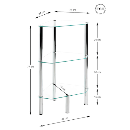 Artikelbild 5 für HAKU Möbel Eckregal chrom 46,0 x 32,0 x 77,0 cm, Artikelnummer 559127