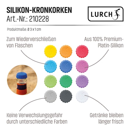 Artikelbild 5 für LURCH Silikon-Kronkorken bunt, 12 St., Artikelnummer 637878