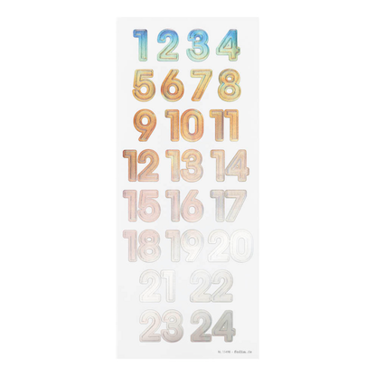Artikelbild 2 für folia Adventskalenderzahlen NUMBERS IRIDESCENT irisierend 24 St., Artikelnummer 692998