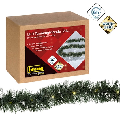 Artikelbild 21 für Idena Tannengirlande 24er LED Lichterkette grün 2,2 m, Artikelnummer 761811