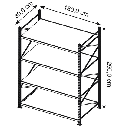 Artikelbild 3 für Manorga Schwerlast-Weitspannregal EPSIVOL ARZ2518804DAOA014 lichtgrau, graphitgrau 180,0 x 80,0 x 250,0 cm, Artikelnummer 884831