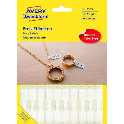 Artikelbild für 930 AVERY Zweckform Schmucketiketten 3335 weiß 49,0 x 10,0 mm, Artikelnummer 816898