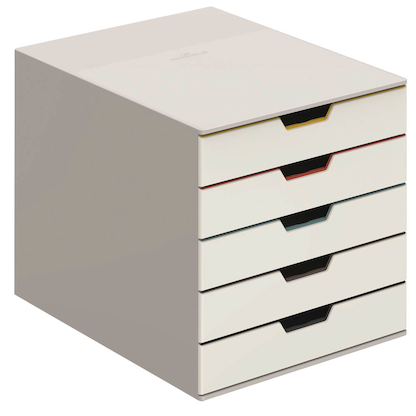 Artikelbild 2 für DURABLE Schubladenbox VARICOLOR® weiß mit bunten Farblinien 762527, DIN A4 mit 5 Schubladen, Artikelnummer 663258