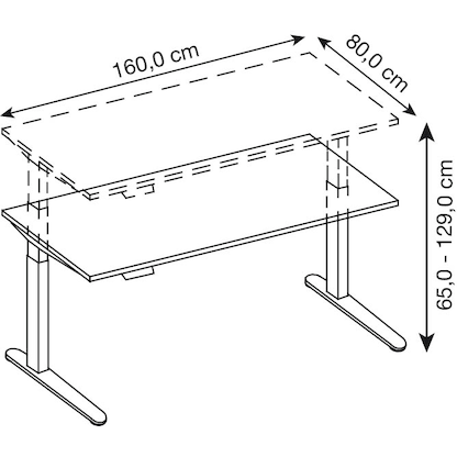 Artikelbild 2 für HAMMERBACHER XBHM16 elektrisch höhenverstellbarer Schreibtisch weiß rechteckig, C-Fuß-Gestell weiß 160,0 x 80,0 cm, Artikelnummer 344477