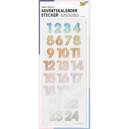 Artikelbild für folia Adventskalenderzahlen NUMBERS IRIDESCENT irisierend 24 St., Artikelnummer 692998