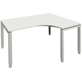 Artikelbild 1 für fm Sidney höhenverstellbarer Schreibtisch weiß Bogenform, 4-Fuß-Gestell Quadratrohr silber 160,0 x 80,0 cm, Artikelnummer 136802