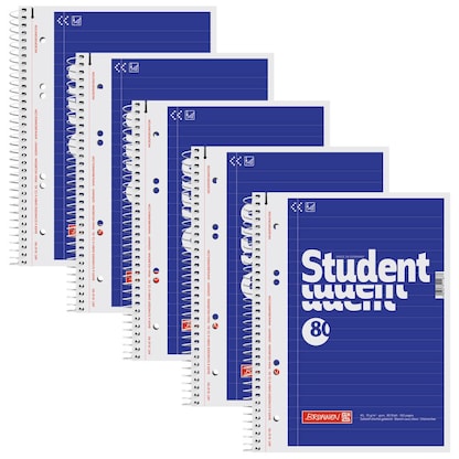 Artikelbild für BRUNNEN Collegeblöcke Student Kleinformat liniert DIN A5 Innenrand, 5 Blöcke, Artikelnummer 489724