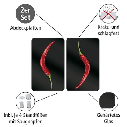 Artikelbild 2 für WENKO Herdabdeckplatten Hot Peperoni schwarz, 2 St., Artikelnummer 530394
