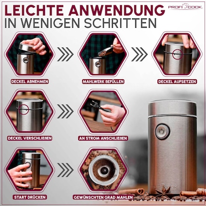 Artikelbild 9 für ProfiCook PC-KSW 1216 Kaffeemühle silber 150 W, Artikelnummer 299619