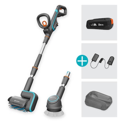 Artikelbild für GARDENA AquaBrush Universal 04/18V P4A Ready-To-Use Set Akku-Terrassenreiniger-Set 18,0 V, mit 1 Akku, Artikelnummer 499149