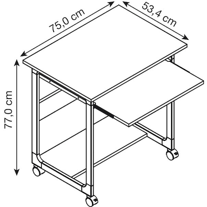 Artikelbild 3 für DURABLE PC-Tisch mit Rollen grau 75,0 x 53,4 x 77,0 cm, Artikelnummer 189600