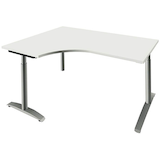Artikelbild 1 für fm Sidney höhenverstellbarer Schreibtisch weiß Bogenform, C-Fuß-Gestell Rundrohr silber 160,0 x 80,0 cm, Artikelnummer 136493