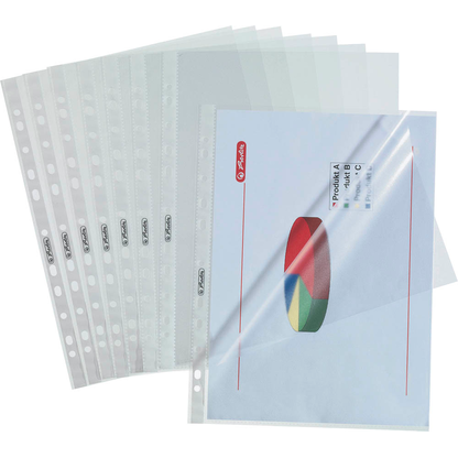 Artikelbild für 100 herlitz Prospekthüllen DIN A4 transparent genarbt 0,05 mm, Artikelnummer 351753