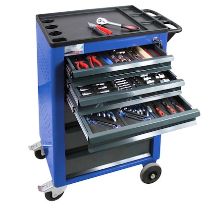 Artikelbild 3 für ADB Basic Werkstattwagen befüllt blau 6 Schubladen, Artikelnummer 206868