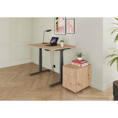 Artikelbild 4 für BaseLite elektrisch höhenverstellbarer Schreibtisch asteiche rechteckig, T-Fuß-Gestell grau 180,0 x 80,0 cm, Artikelnummer 270916