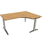 Artikelbild 1 für fm Sidney höhenverstellbarer Schreibtisch buche Bogenform, C-Fuß-Gestell Quadratrohr silber 160,0 x 80,0 cm, Artikelnummer 137533