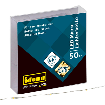 Artikelbild für Idena 50er Micro LED Lichterkette silber 5,2 m, Artikelnummer 638397