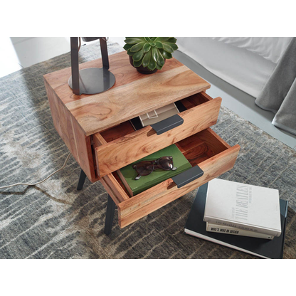 Artikelbild 4 für WOHNLING Nachttisch Massivholz akazie 47,0 x 35,0 x 65,0 cm, Artikelnummer 908034