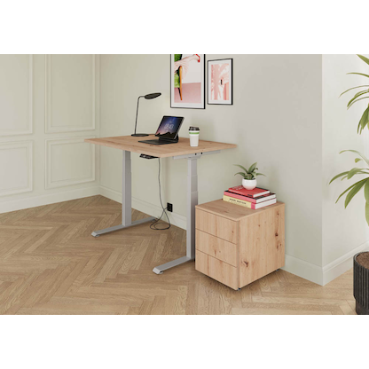 Artikelbild 4 für BaseLite elektrisch höhenverstellbarer Schreibtisch asteiche rechteckig, T-Fuß-Gestell silber 180,0 x 80,0 cm, Artikelnummer 271043