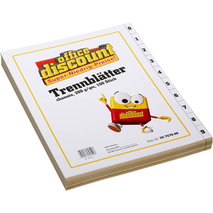Artikelbild 2 für office discount Trennblätter DIN A4 0-9 chamois, 200 g/qm, 100 St., Artikelnummer 557579