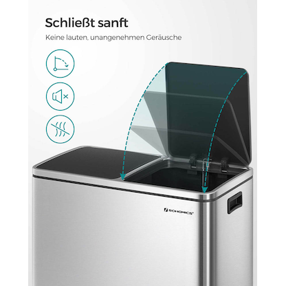 Artikelbild 5 für SONGMICS Mülltrenner 2 x 30,0 l silber, Artikelnummer 262309