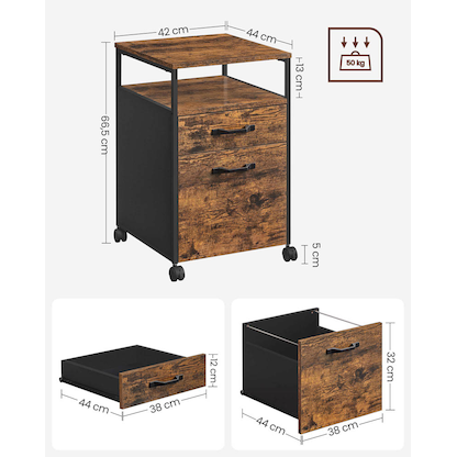 Artikelbild 7 für VASAGLE Rollcontainer braun 2 Auszüge 42,0 x 44,0 x 66,5 cm, Artikelnummer 262968