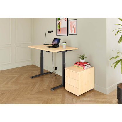 Artikelbild 4 für BaseLite elektrisch höhenverstellbarer Schreibtisch ahorn rechteckig, T-Fuß-Gestell grau 180,0 x 80,0 cm, Artikelnummer 270817