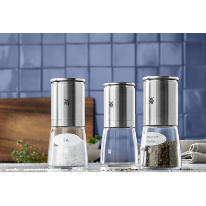 Artikelbild 2 für WMF Salz- und Pfeffermühlen-Set De Luxe transparent/silber 3-tlg., Artikelnummer 823094
