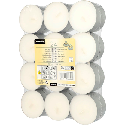 Artikelbild für 24 STARPAK Teelichter weiß, Artikelnummer 840581