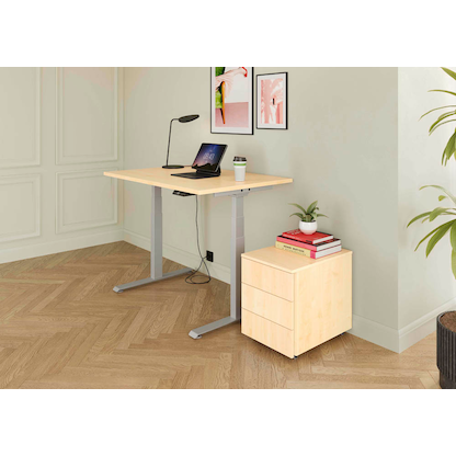 Artikelbild 4 für BaseLite elektrisch höhenverstellbarer Schreibtisch ahorn rechteckig, T-Fuß-Gestell silber 180,0 x 80,0 cm, Artikelnummer 271009