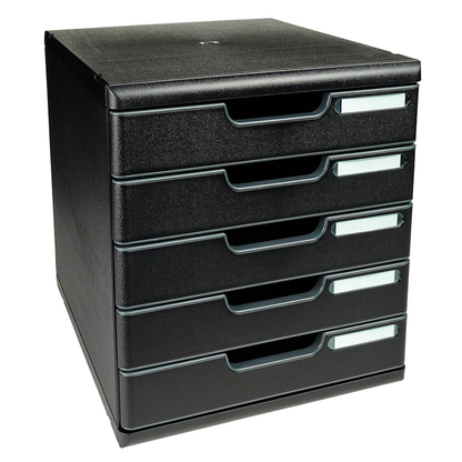 Artikelbild für Exacompta Schubladenbox Modulo schwarz 301414D, DIN A4 mit 5 Schubladen, Artikelnummer 667547