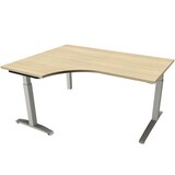 Artikelbild 1 für fm Sidney höhenverstellbarer Schreibtisch königsahorn Bogenform, C-Fuß-Gestell Quadratrohr silber 160,0 x 80,0 cm, Artikelnummer 136533
