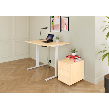 Artikelbild 4 für BaseLite elektrisch höhenverstellbarer Schreibtisch ahorn rechteckig, T-Fuß-Gestell weiß 180,0 x 80,0 cm, Artikelnummer 271096