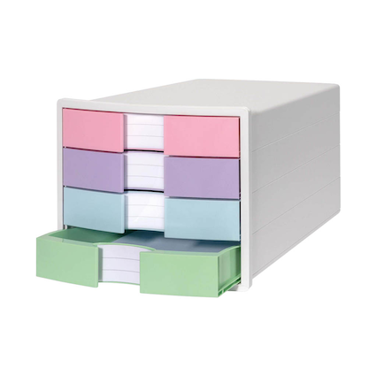 Artikelbild 2 für HAN Schubladenbox IMPULS rosa, lila, blau, grün 1012-129, DIN A4 mit 4 Schubladen, Artikelnummer 372346