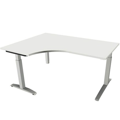 Artikelbild für fm Sidney höhenverstellbarer Schreibtisch weiß Bogenform, C-Fuß-Gestell Quadratrohr silber 160,0 x 80,0 cm, Artikelnummer 136543