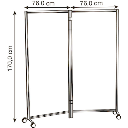 Artikelbild 2 für PAPERFLOW Trennwand, transparent 76,0 x 160,0 cm mit Rollen, 2 St., Artikelnummer 423624
