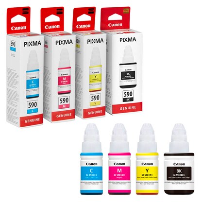 Artikelbild 3 für Canon GI-590 BK/C/M/Y schwarz, cyan, magenta, gelb Tintenflaschen, 4er-Set, Artikelnummer 336877